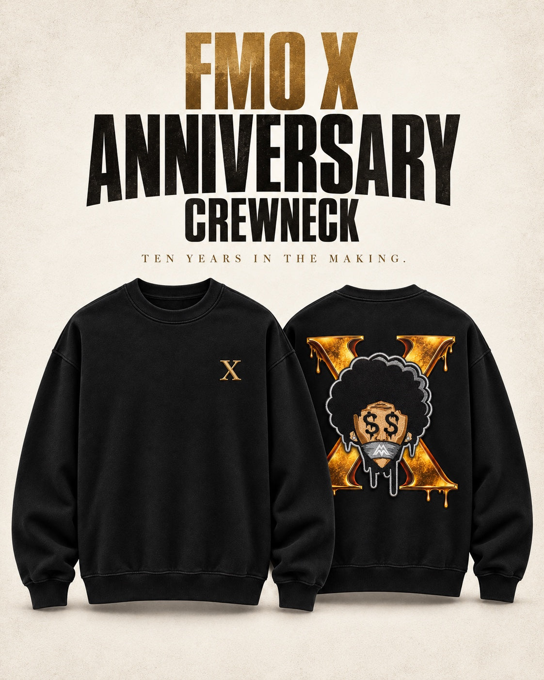 FMO X Anniversary Crewneck front and back full product reveal