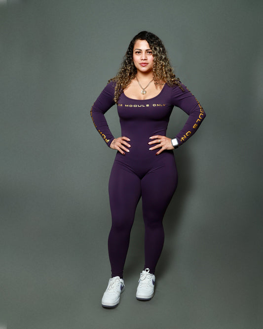 Womans purple sculpt jumpsuit by FMO Brand