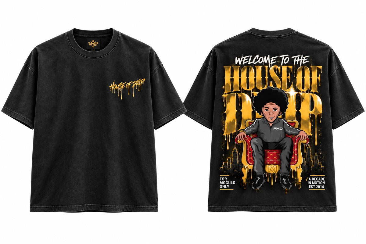 House of Drip black oversized T-shirt front and back product view