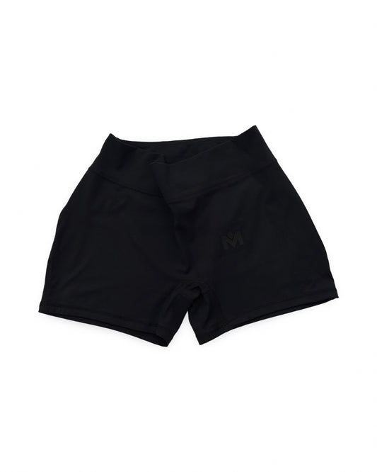 Black Pressure Short product render with V-front waistband and tonal Mogul logo on a white background